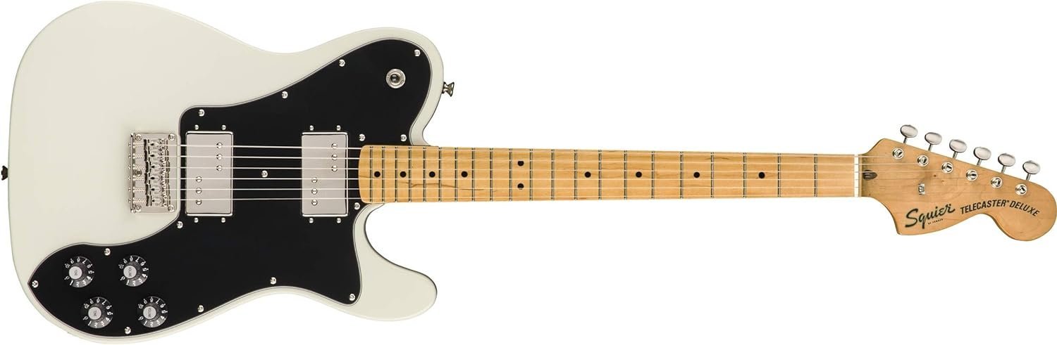 Squier Classic Vibe 70s Deluxe Telecaster Electric Guitar, Olympic White, Maple Fingerboard