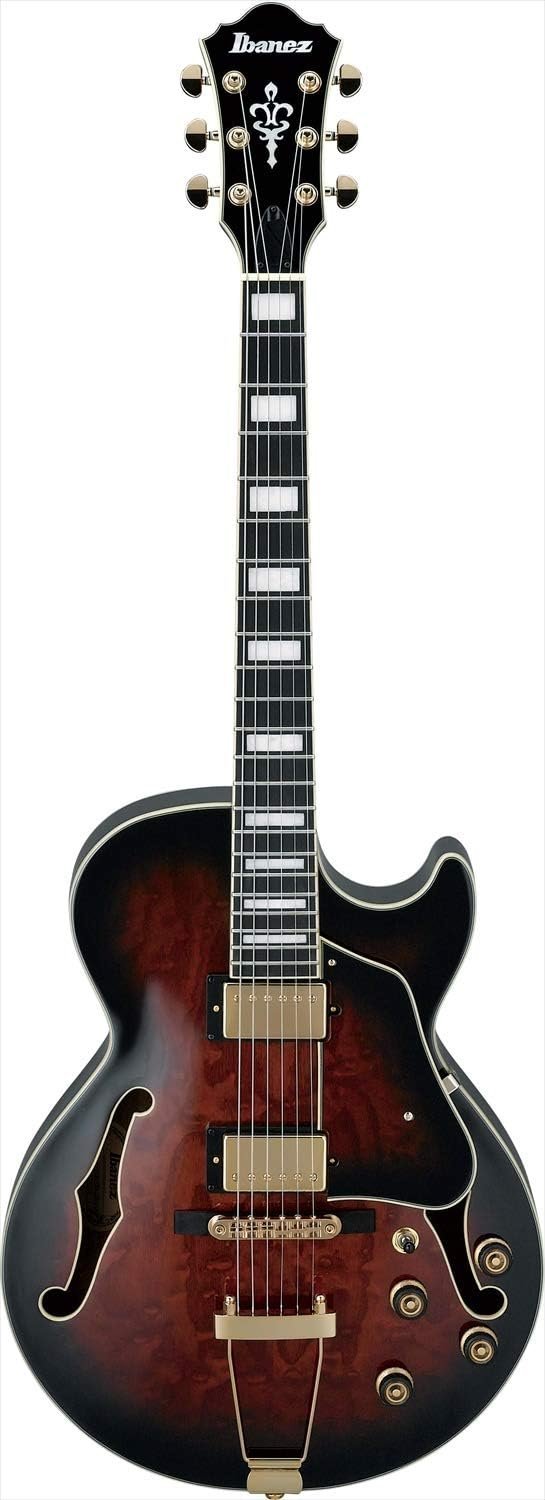 Ibanez AG95QA AG Artcore Expressionist 6 String Electric Guitar (Right Hand, Dark Brown Sunburst).