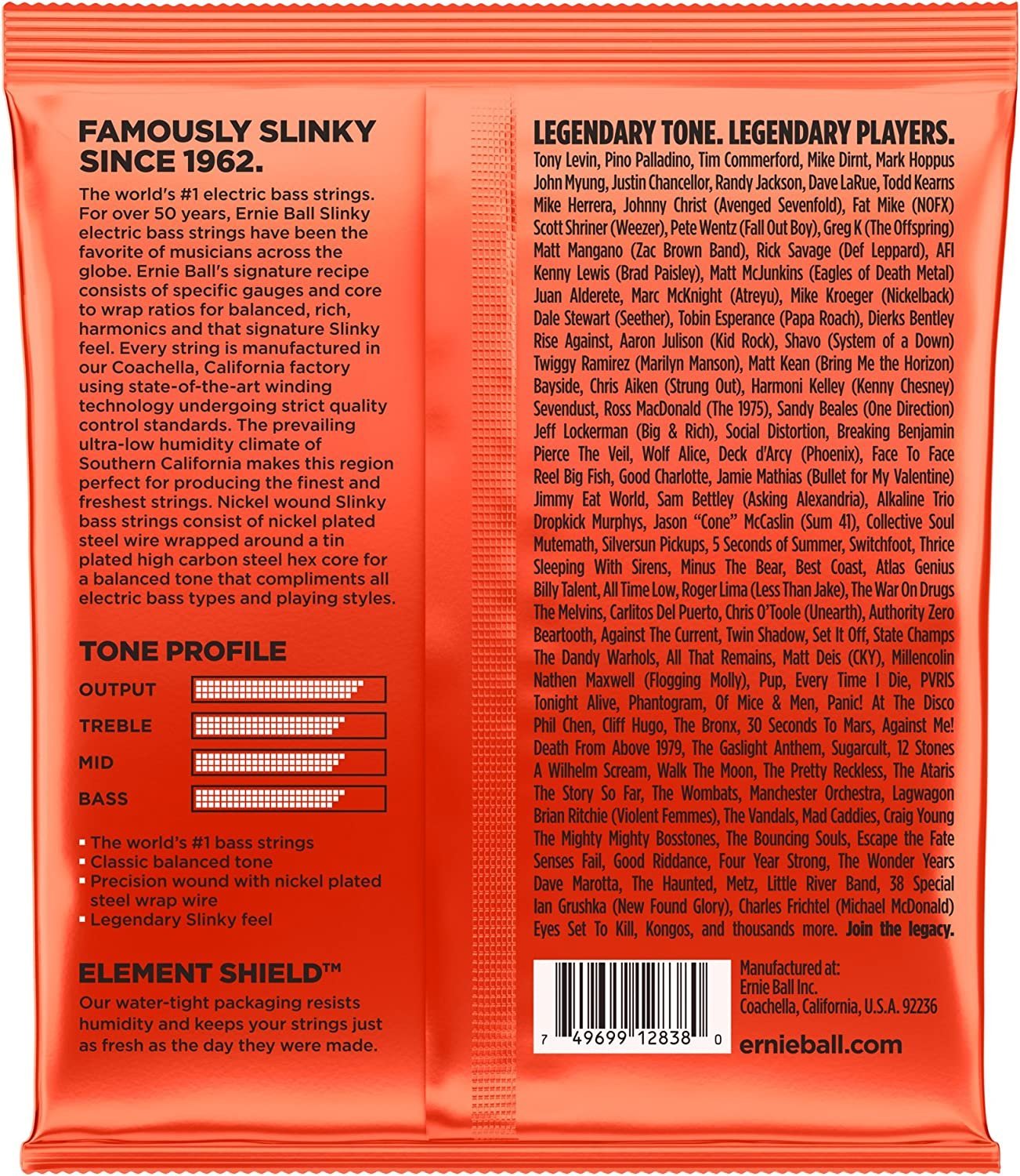 Ernie Ball 6-String Long Scale Slinky Nickel Wound Bass Guitar Strings, 32-130 Gauge (P02838)