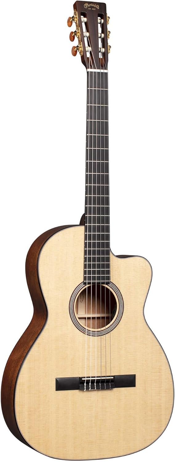 Martin Guitar 000C12-16E Nylon with Gig Bag, Acoustic-Electric Guitar, Mahogany and Sitka Spruce Construction, Gloss-Top Finish, 000C-12 Fret, and Low-Profile Neck Shape Natural