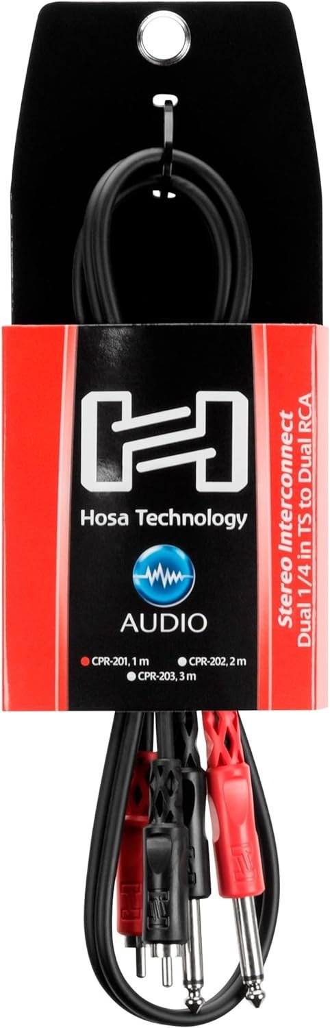 Hosa CPR-201 Dual 1/4" TS to Dual RCA Stereo Interconnect Cable, 1 Meter