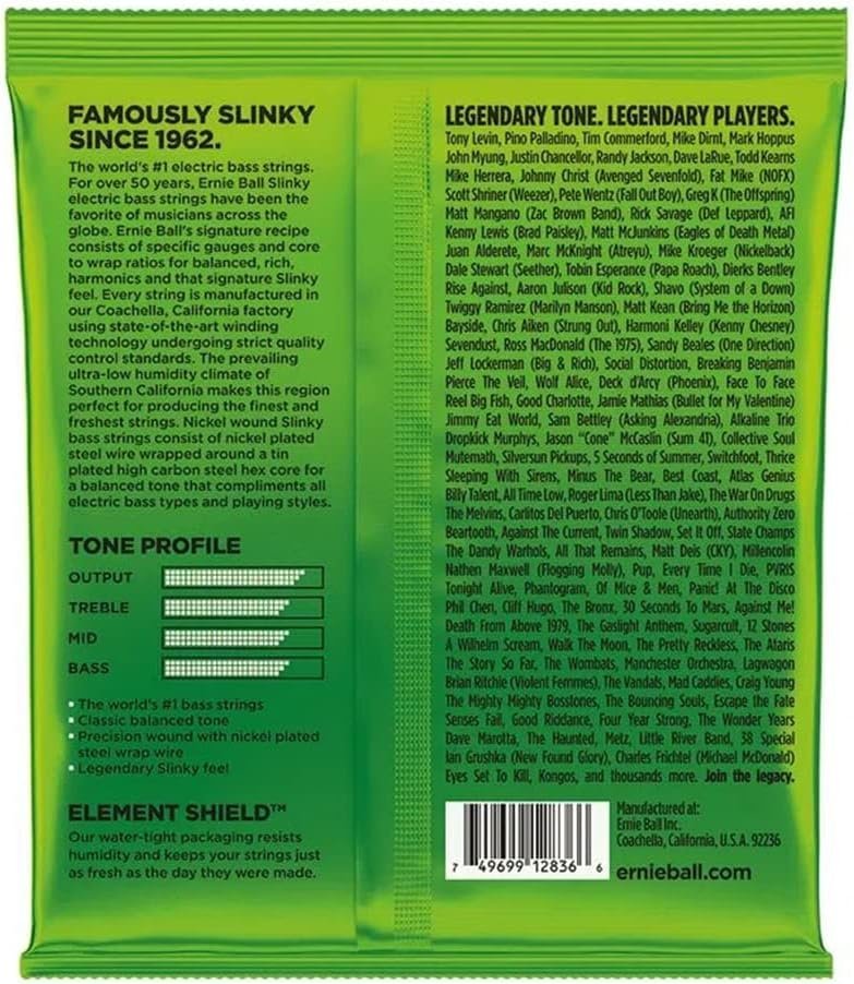 Ernie Ball 5-String Regular Slinky Nickel Wound Bass Guitar Strings, 45-130 Gauge (P02836)