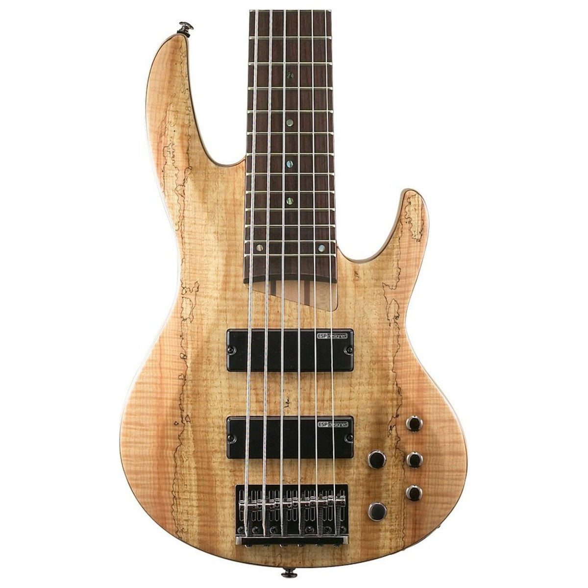 ESP LTD B-206SM Spalted Maple 6-String Bass Guitar, Natural Satin