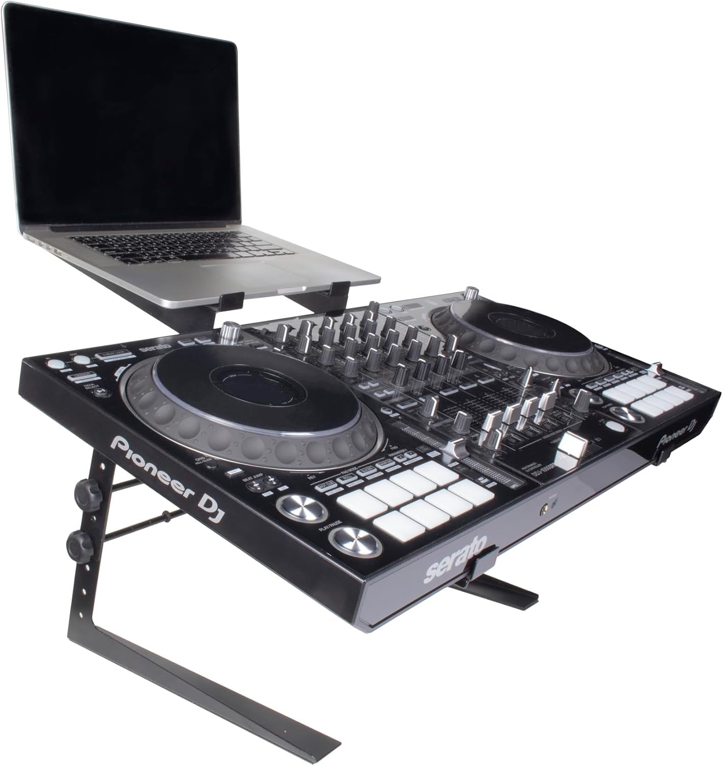 Headliner Covina Portable Dual DJ Controller Stand; Adjustable and Durable DJ Stand for Controller and Laptop; Perfect for your DJ Rig at Home, in the Club or on the Road (HL20003)