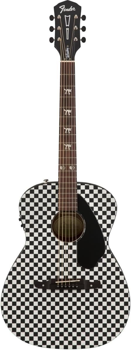 Fender Tim Armstrong Hellcat Concert Acoustic Guitar, Checkerboard, Walnut Fingerboard