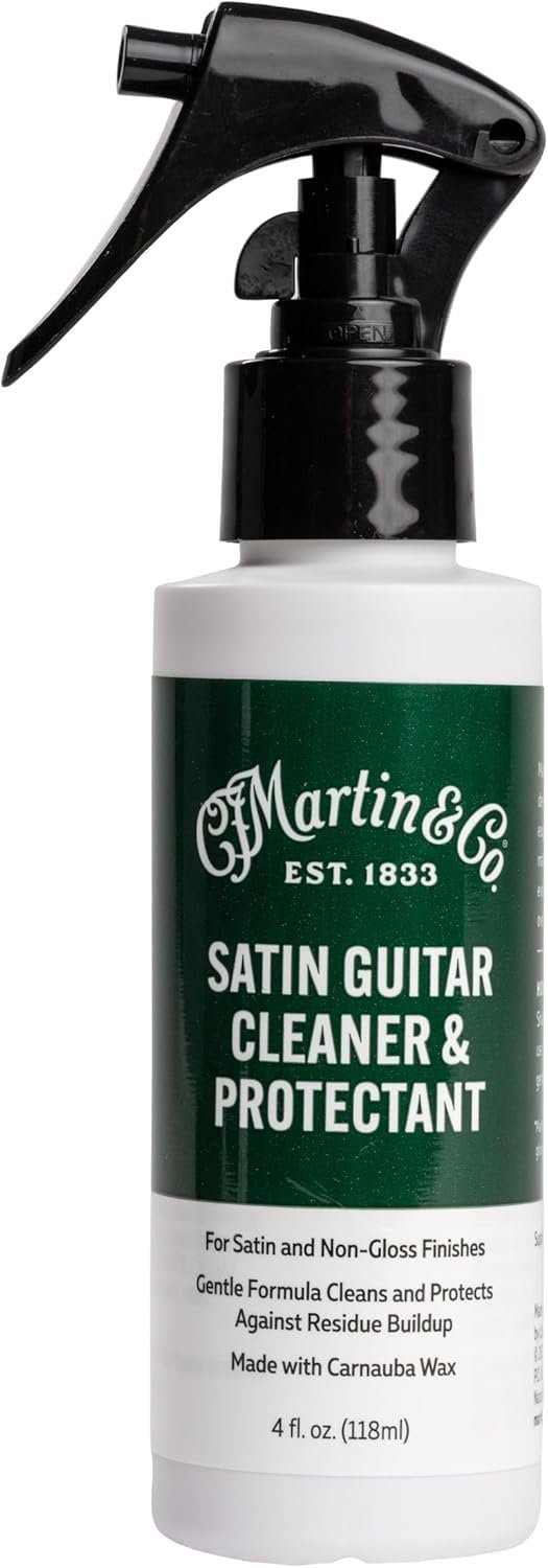 Martin Satin Guitar Cleaner & Protectant – 4 oz Spray Bottle | Cleans and Protects Without Added Shine | Made with Carnauba Wax for Satin Finishes