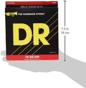 DR Strings HI-BEAMS - Stainless Steel 5-String Bass Guitar Strings, 45-125, Round Core