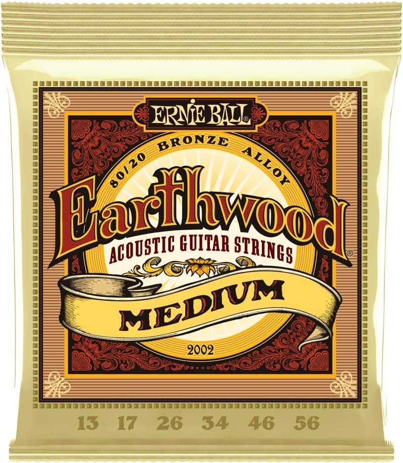 Ernie Ball Earthwood Medium 80/20 Bronze Acoustic Guitar Strings, 13-56 Gauge (P02002)'-Single Pack