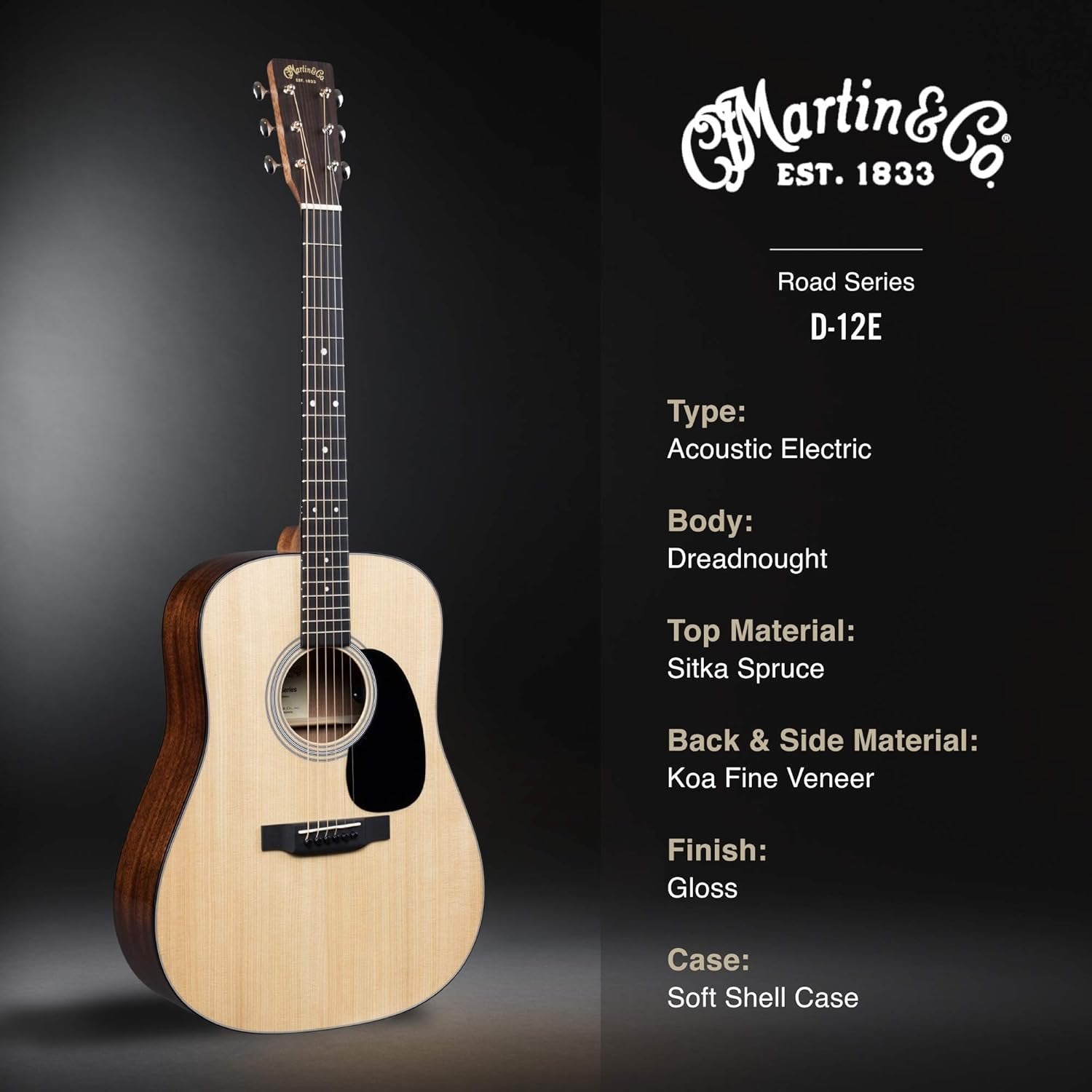 Martin D-12E Koa Acoustic-electric Guitar - Natural