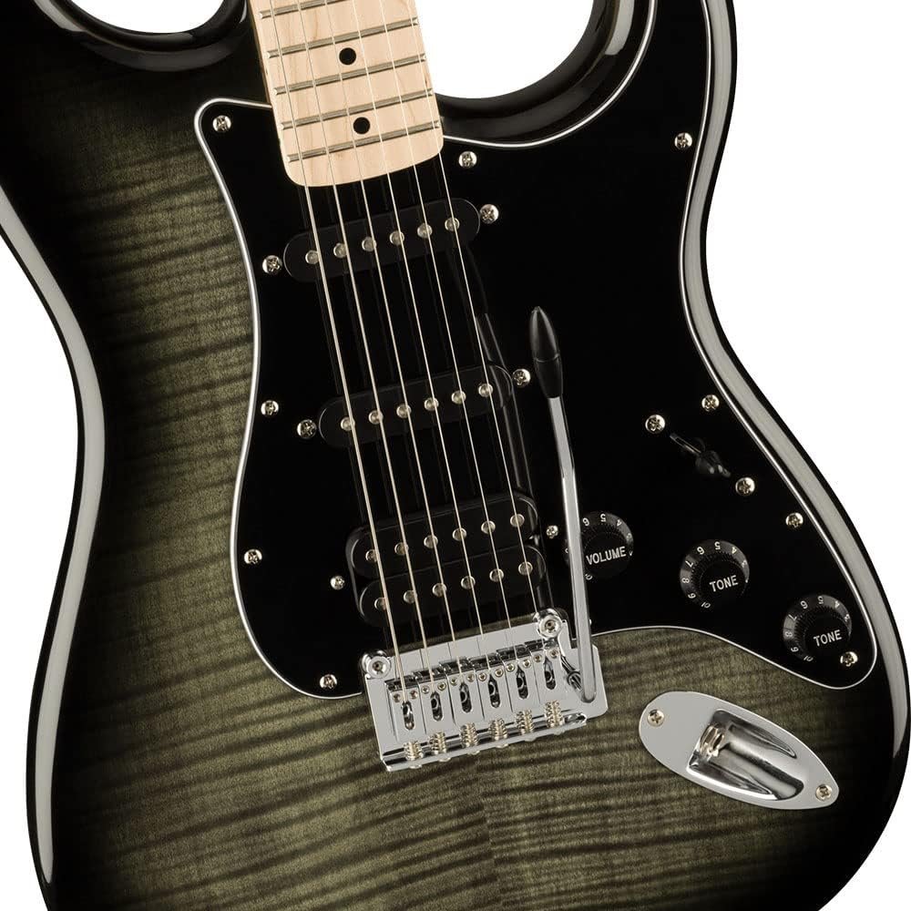 Squier Affinity Series Stratocaster FMT Electric Guitar, Black Burst, Maple Fingerboard