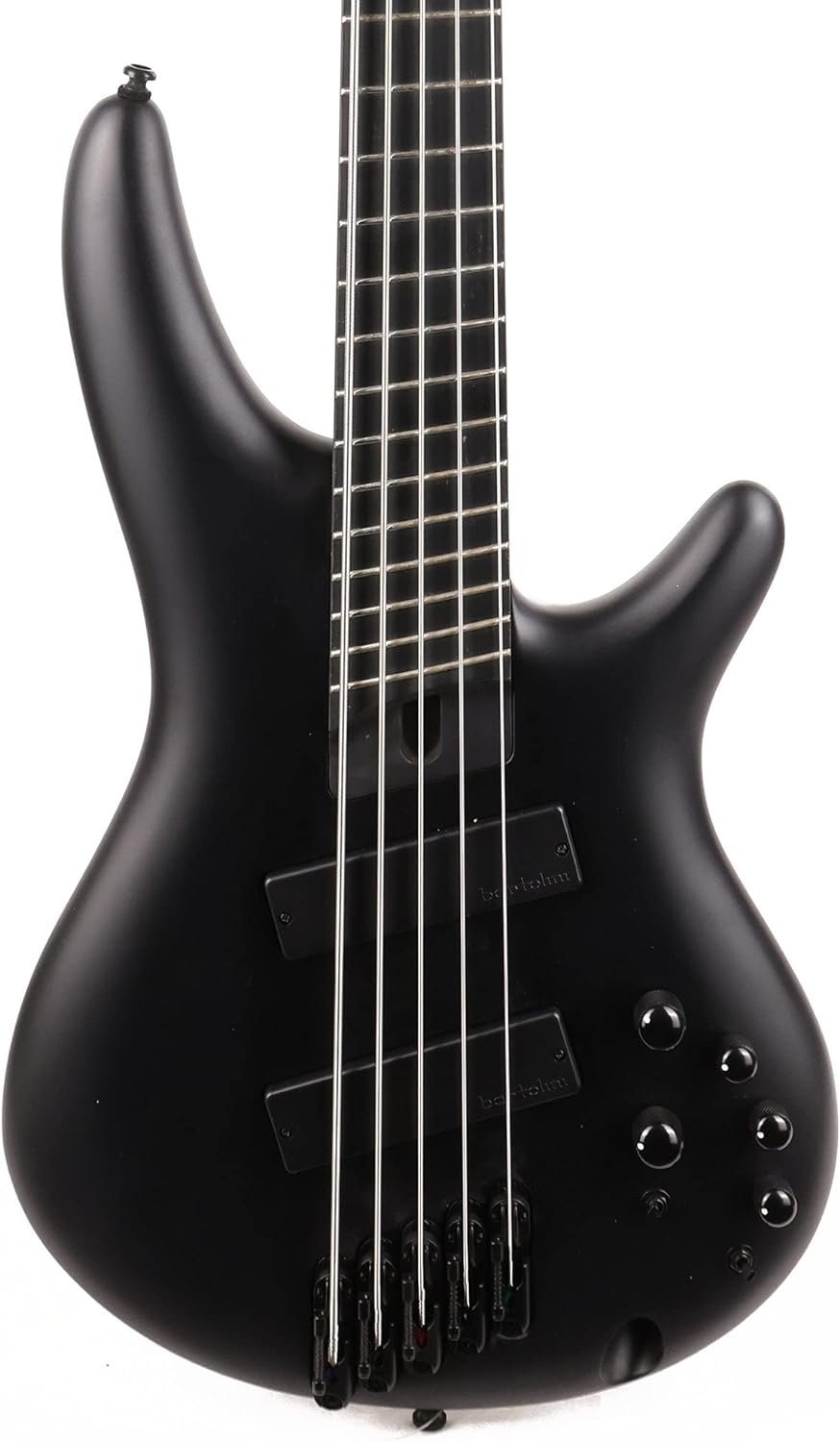 Ibanez SRMS625EXBKF SR Iron Label 5-String Multiscale Electric Bass Guitar (Right-Hand, Black Flat)