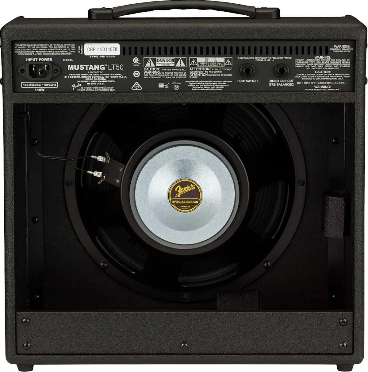 Fender Mustang LT50 Guitar Amp, 50 Watts, with 2-Year Warranty 30 Preset Effects with USB Audio Interface for Recording, Black
