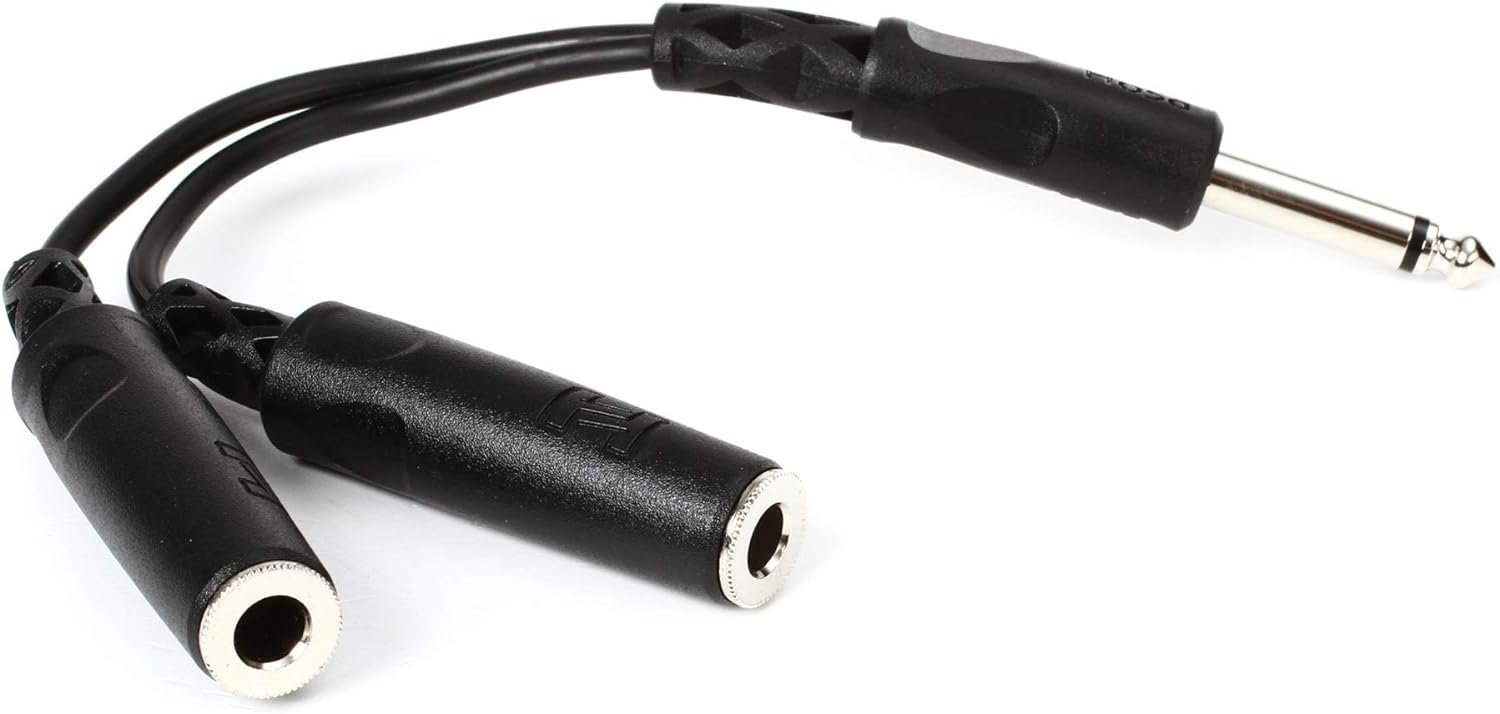 Hosa YPP-111 1/4" TS to Dual 1/4" TSF Y Cable