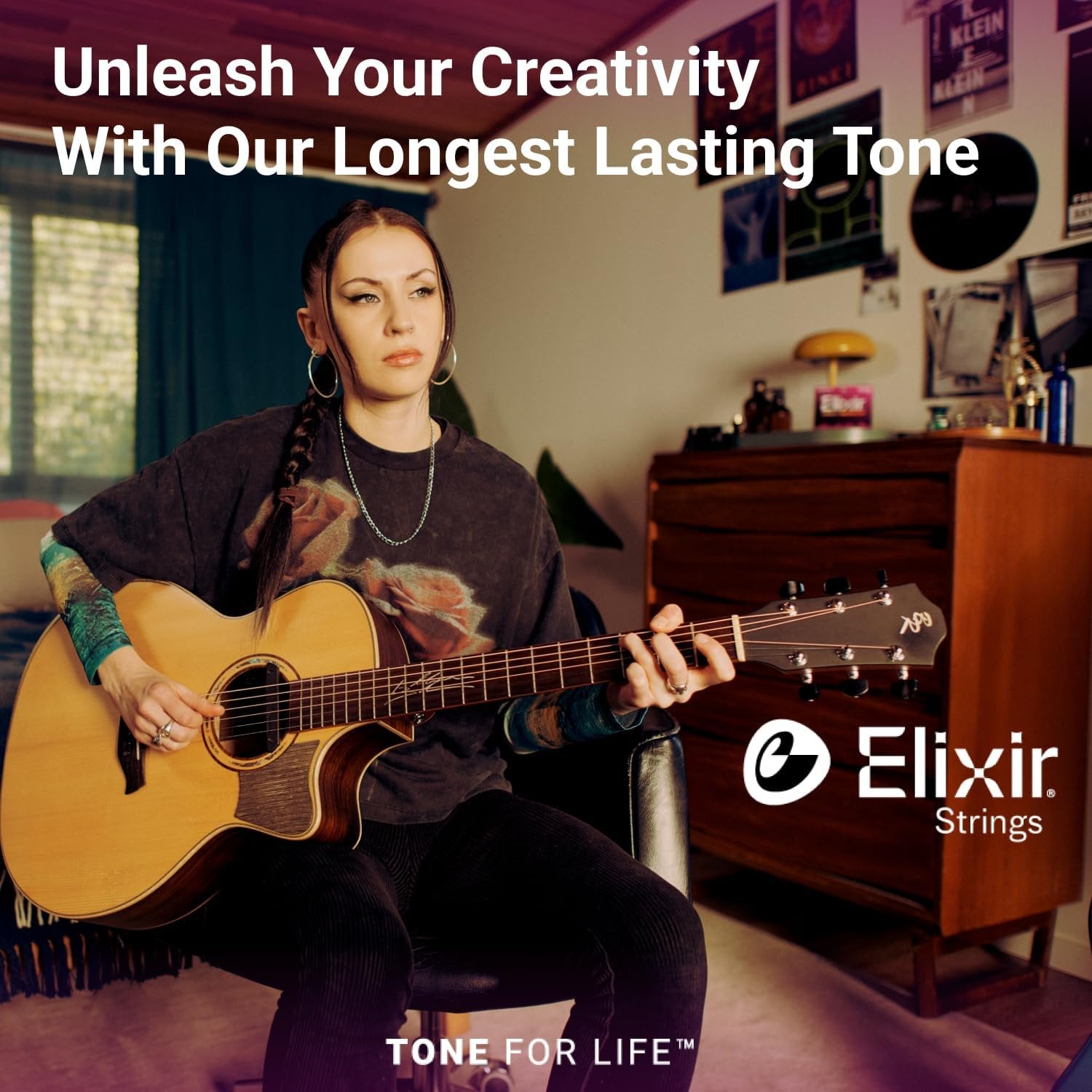 Elixir Strings, Acoustic Guitar Strings, Phosphor Bronze with NANOWEB Technology, Longest-Lasting Rich and Full Tone For Life with Comfortable Feel, 6 String Set, Extra Light 10-47