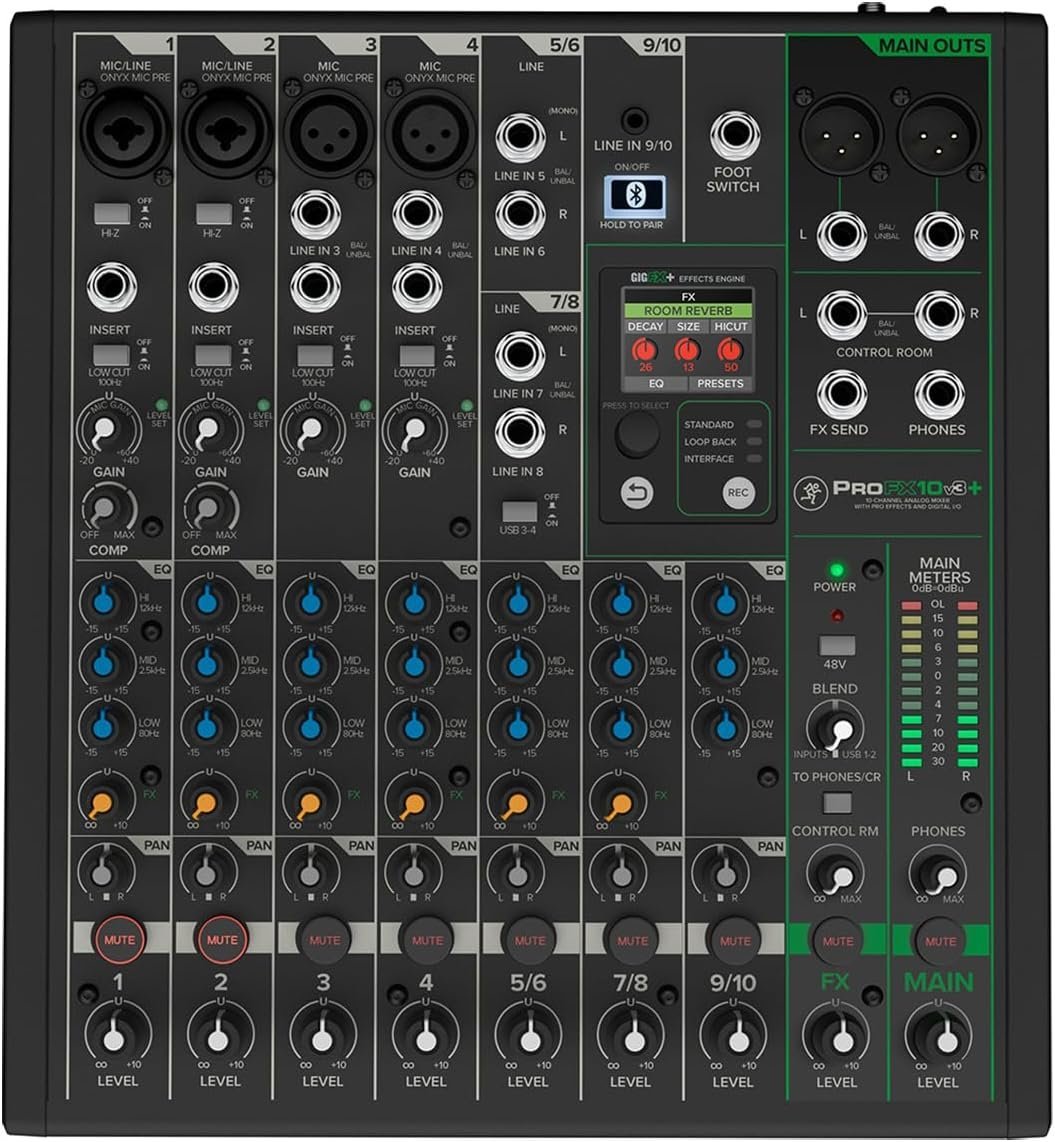 Mackie ProFX10v3+ 10-channel Mixer with USB and Enhanced Effects