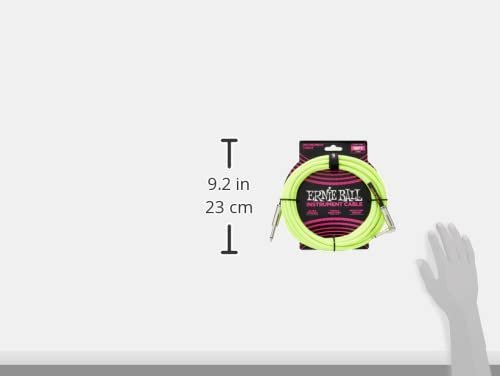 Ernie Ball Braided Instrument Cable, Straight/Angle, 18ft, Neon Yellow (P06085)