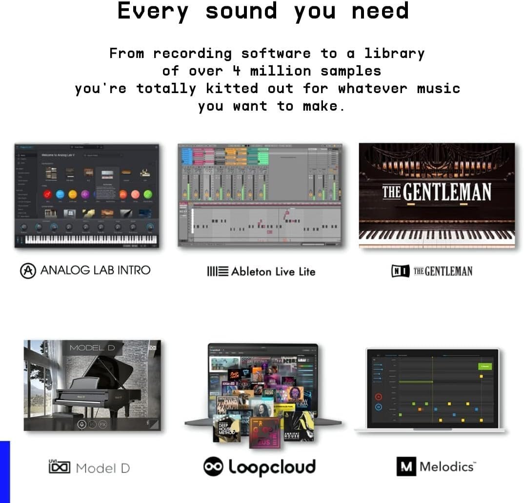 Arturia MiniLab 3 - Universal MIDI Controller for Music Production, with All-in-One Software Package - 25 Keys, 8 Multi-Color Pads - White