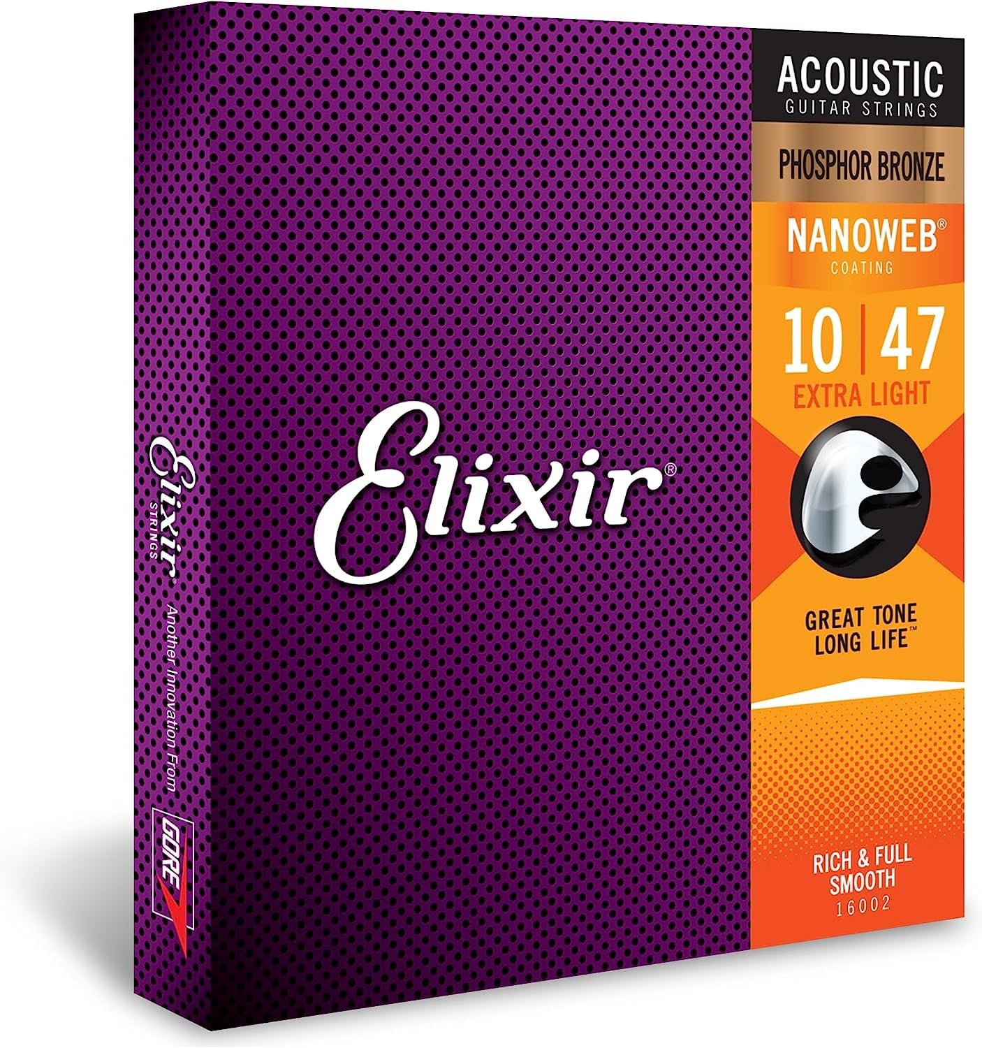 Elixir Strings - Acoustic Phosphor Bronze with NANOWEB Coating - Elixir Acoustic Guitar Strings - Extra Light (.010-.047)