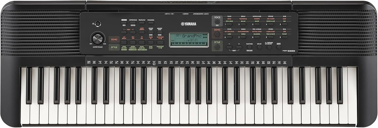 Yamaha PSR-E283 61 Key Portable Keyboard with Music Rest, Power Adapter