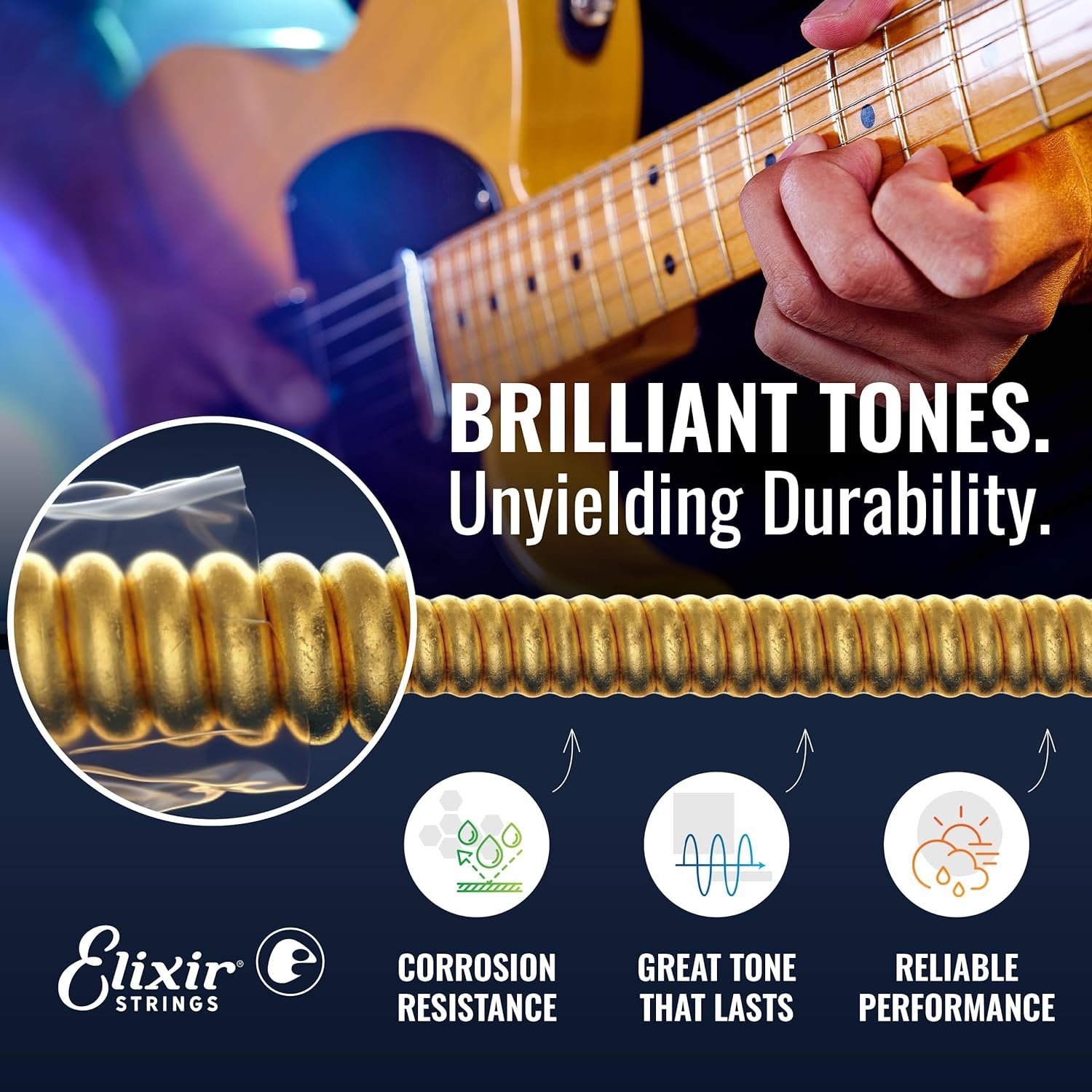 Elixir Strings 19077 Electric Guitar With Optiweb Coating, Light/Heavy (.010-.052)