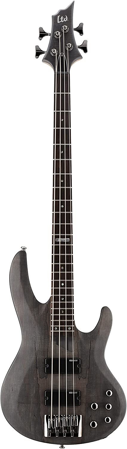 ESP LTD B-204SM Spalted Maple Bass Guitar, See Thru Black Satin