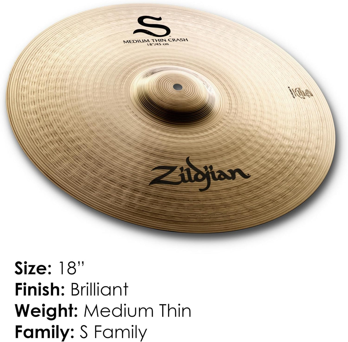 Zildjian S18MTC 18" S Medium Thin Crash Cymbal