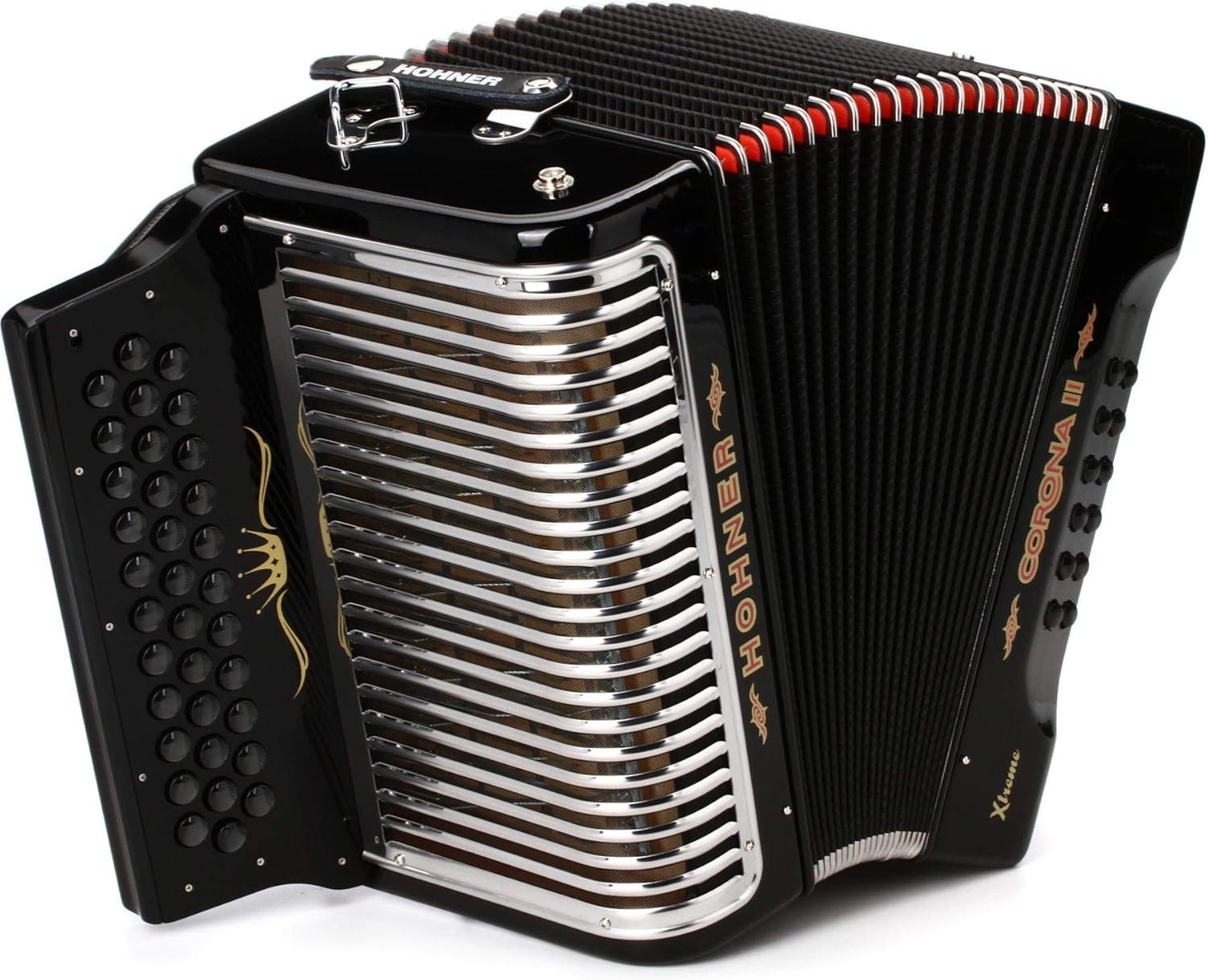 Hohner Corona II Xtreme Diatonic Accordion - Keys of G/C/F - Jet Black