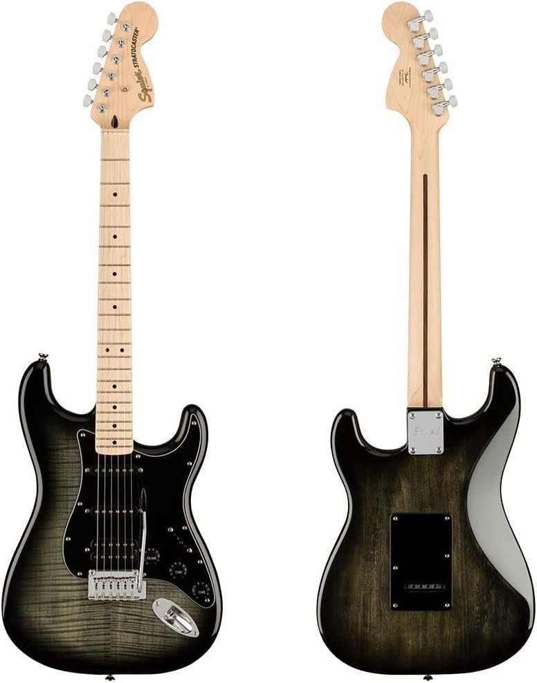 Squier Affinity Series Stratocaster FMT Electric Guitar, Black Burst, Maple Fingerboard