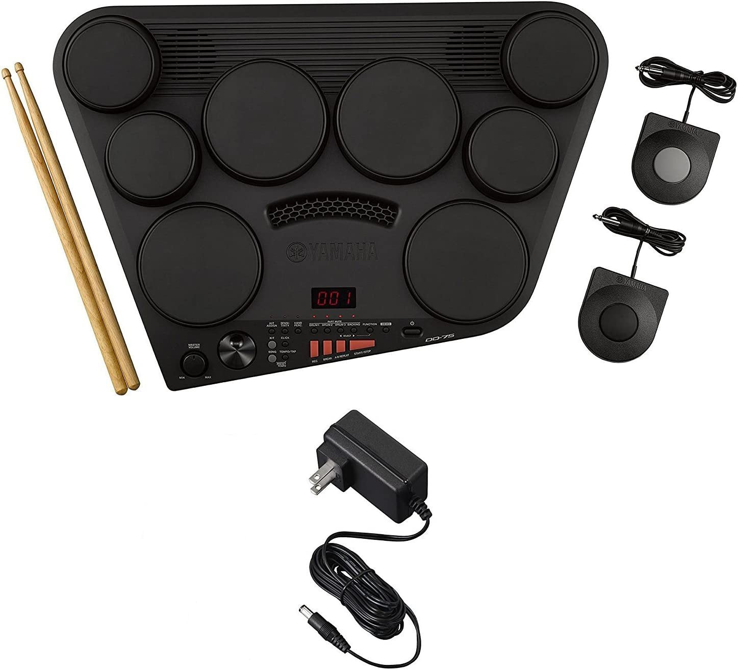 Yamaha DD75AD Portable Digital Drums Package with 2 Pedals, Drumsticks - Power Supply Included