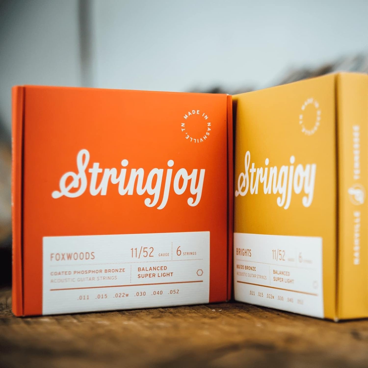 Stringjoy FW1254 Foxwoods Coated Phosphor Bronze Acoustic Guitar Strings, (Light Gauge - 12-54)