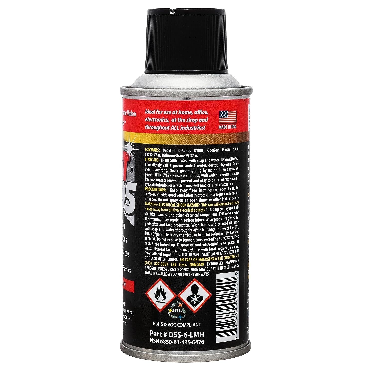 DeoxIT D5S-6 Spray, More Than A Contact Cleaner, 142g, Integrated Straw, Pack of 1