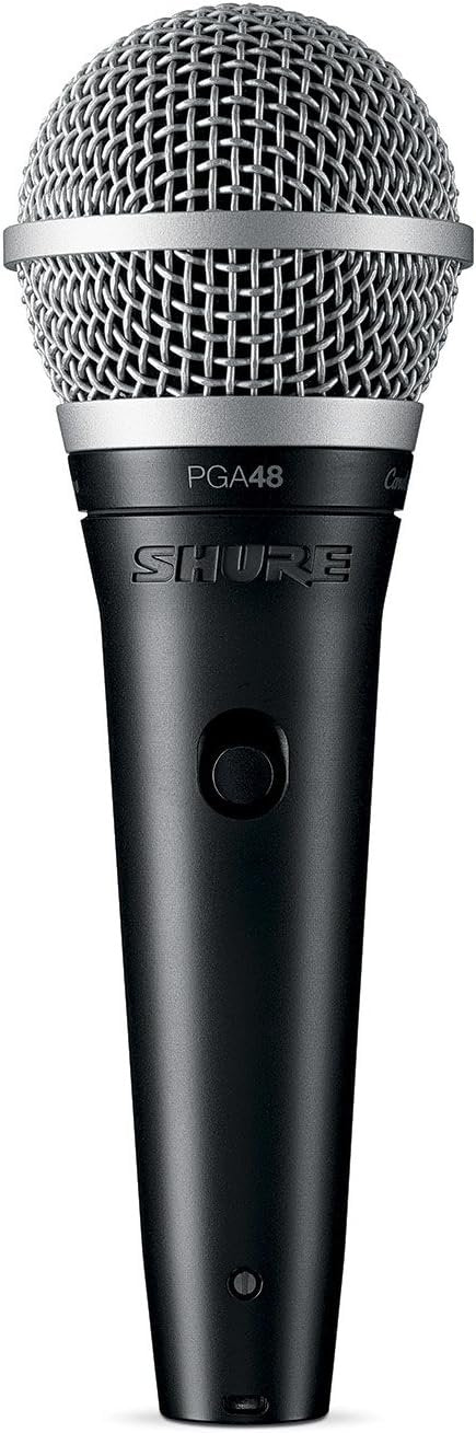Shure PGA48 Dynamic Microphone - Handheld Mic for Vocals with Cardioid Pick-up Pattern, Discrete On/Off Switch, 3-pin XLR Connector, 15' XLR-to-QTR Cable, Stand Adapter and Zipper Pouch (PGA48-QTR)