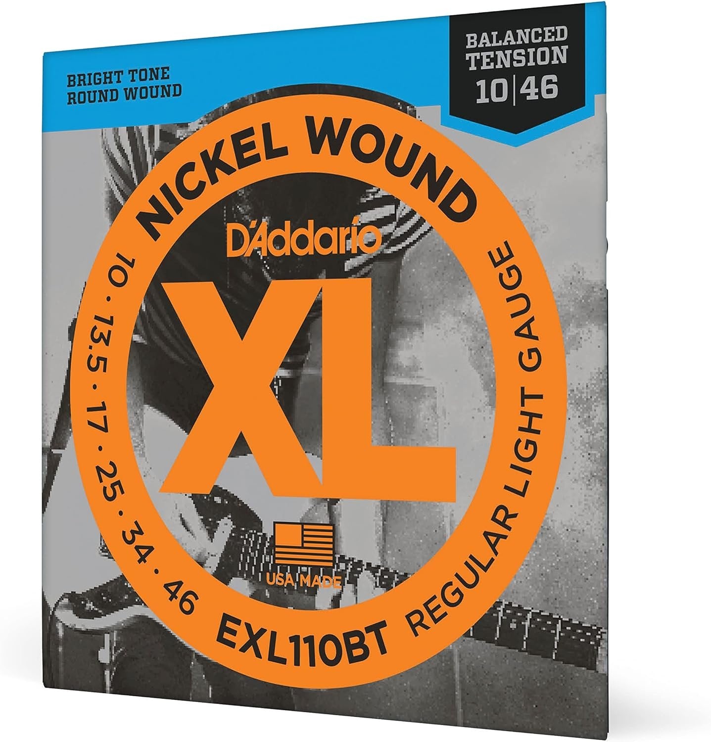D'Addario Guitar Strings - XL Nickel Electric Guitar Strings - EXL110BT - Perfect Intonation, Consistent Feel, Reliable Durability - For 6 String Guitars - 10-46 Regular Light Balanced Tension