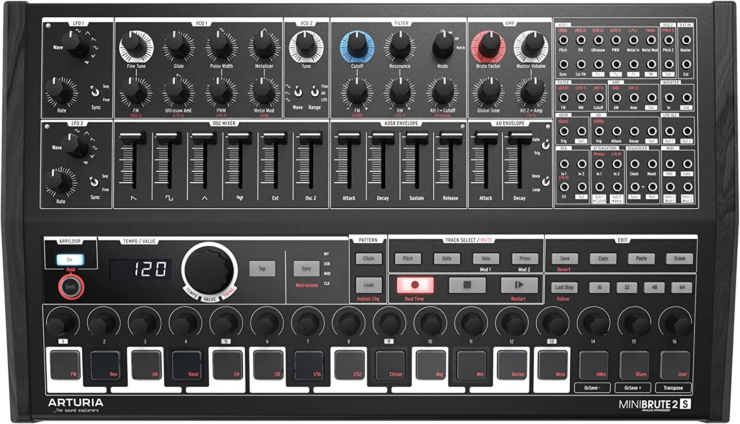 Arturia MiniBrute 2S Semi-Modular Sequence Machine Noir Edition