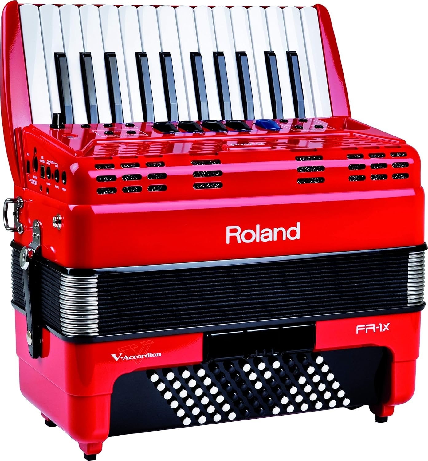 Roland FR-1X Premium V-Accordion Lite with 26 Piano Keys and Speakers, Red