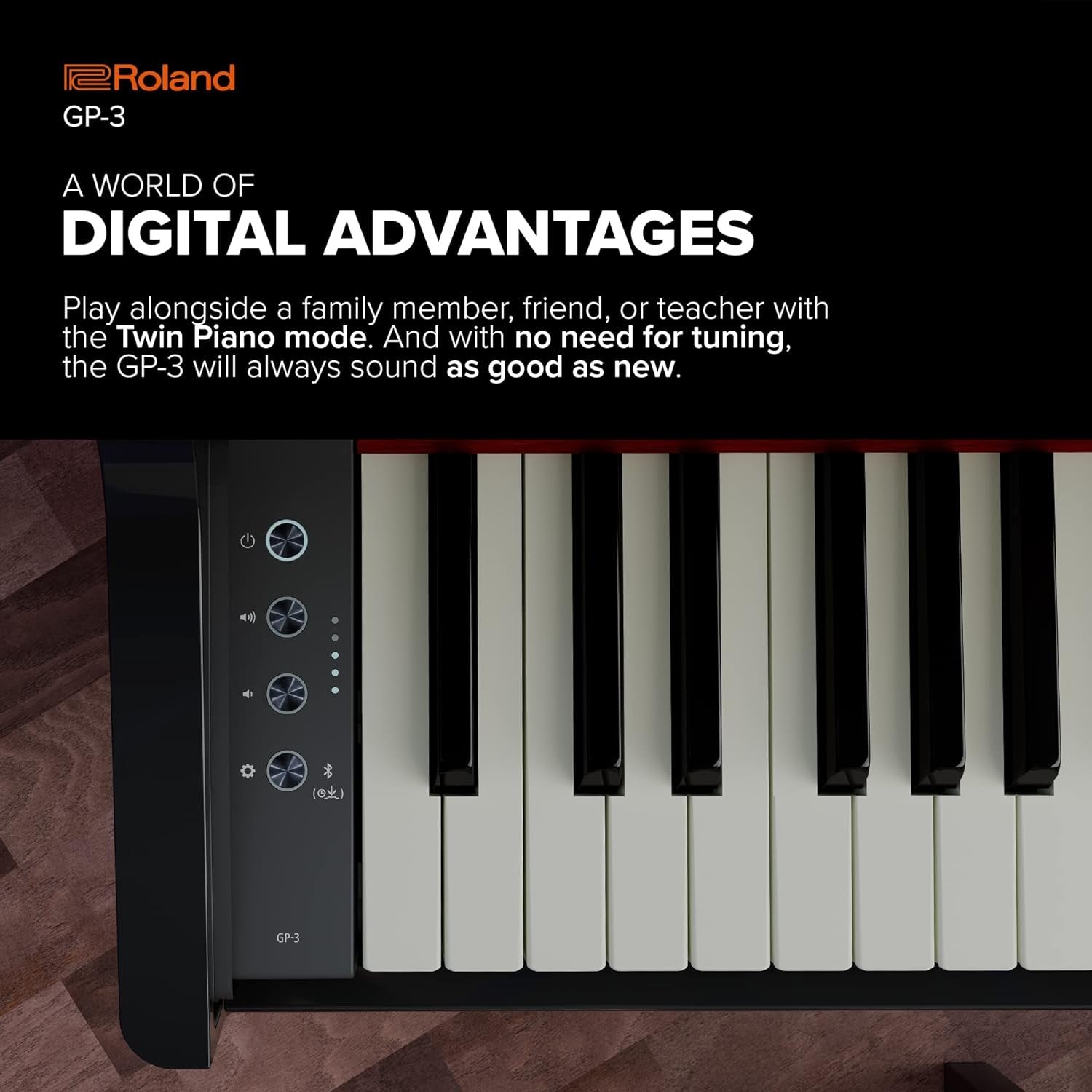 Roland GP-3 Digital Low-Profile Grand Space-Saving Footprint | Premium Piano Technologies | Authentic Tone and Touch | Immersive Sound | Onboard Bluetooth