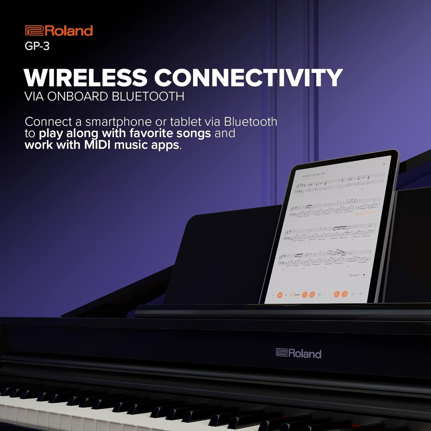 Roland GP-3 Digital Low-Profile Grand Space-Saving Footprint | Premium Piano Technologies | Authentic Tone and Touch | Immersive Sound | Onboard Bluetooth