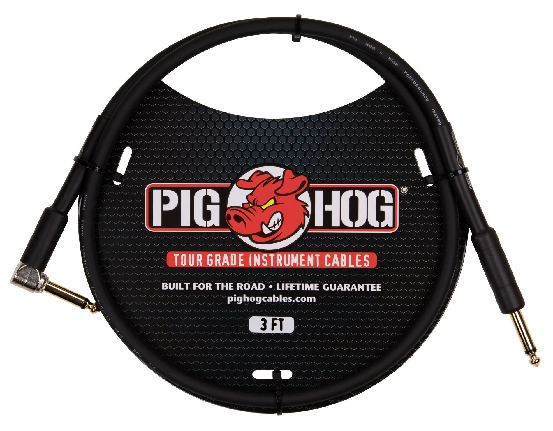 PIG HOG 3FT 1/4" - 1/4" RIGHT ANGLE 8MM INST. CABLE