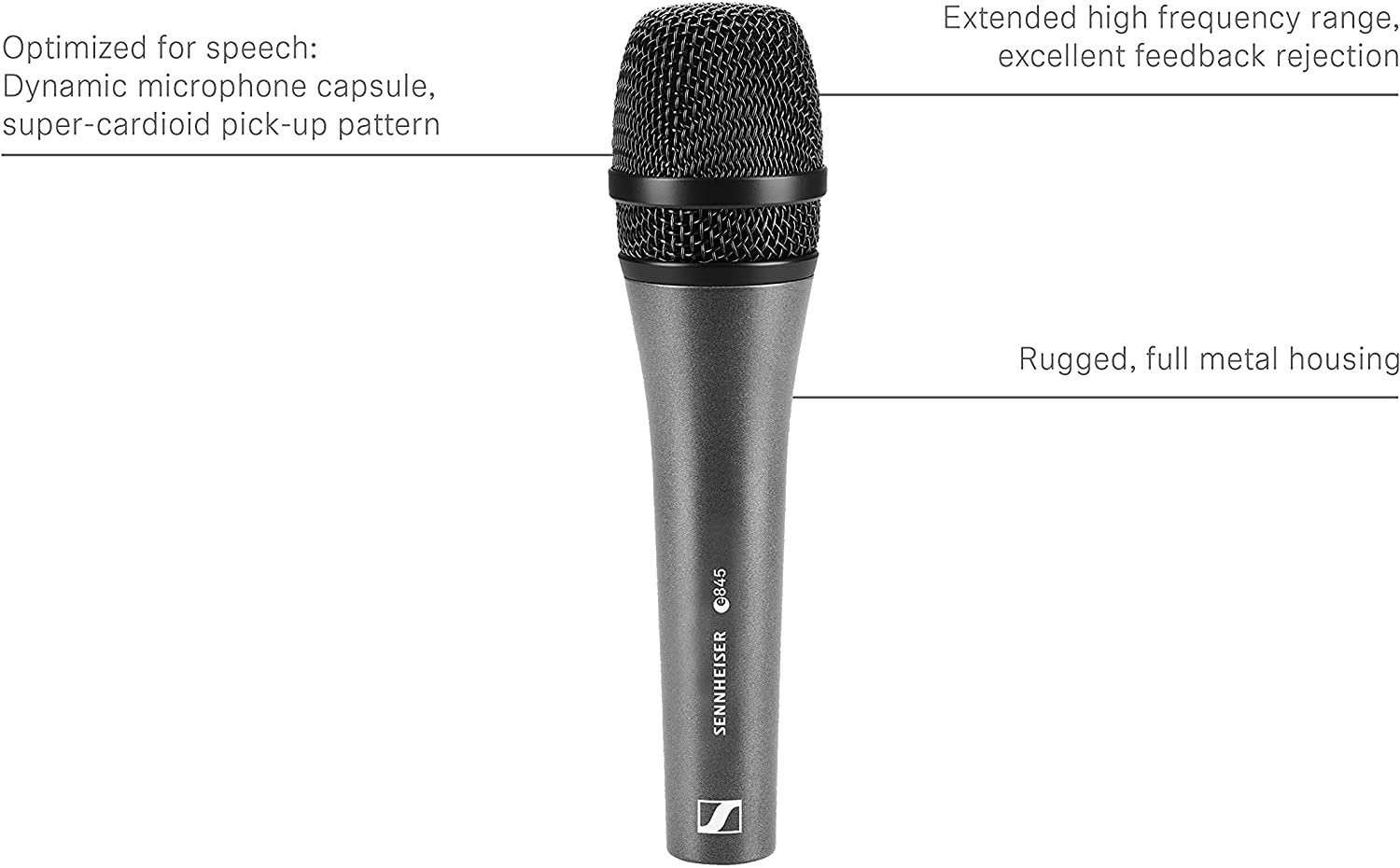 Sennheiser E 845-S Dynamic Super Cardioid Microphone