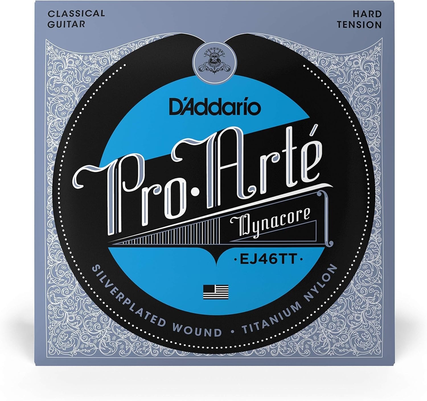 D'Addario Guitar Strings - Pro-Arte Classical Guitar Strings - EJ46TT Dynacore - Silver Plated Wrap, Composite Dynacore, Titanium Nylon Trebles - Hard Tension, 1-Pack