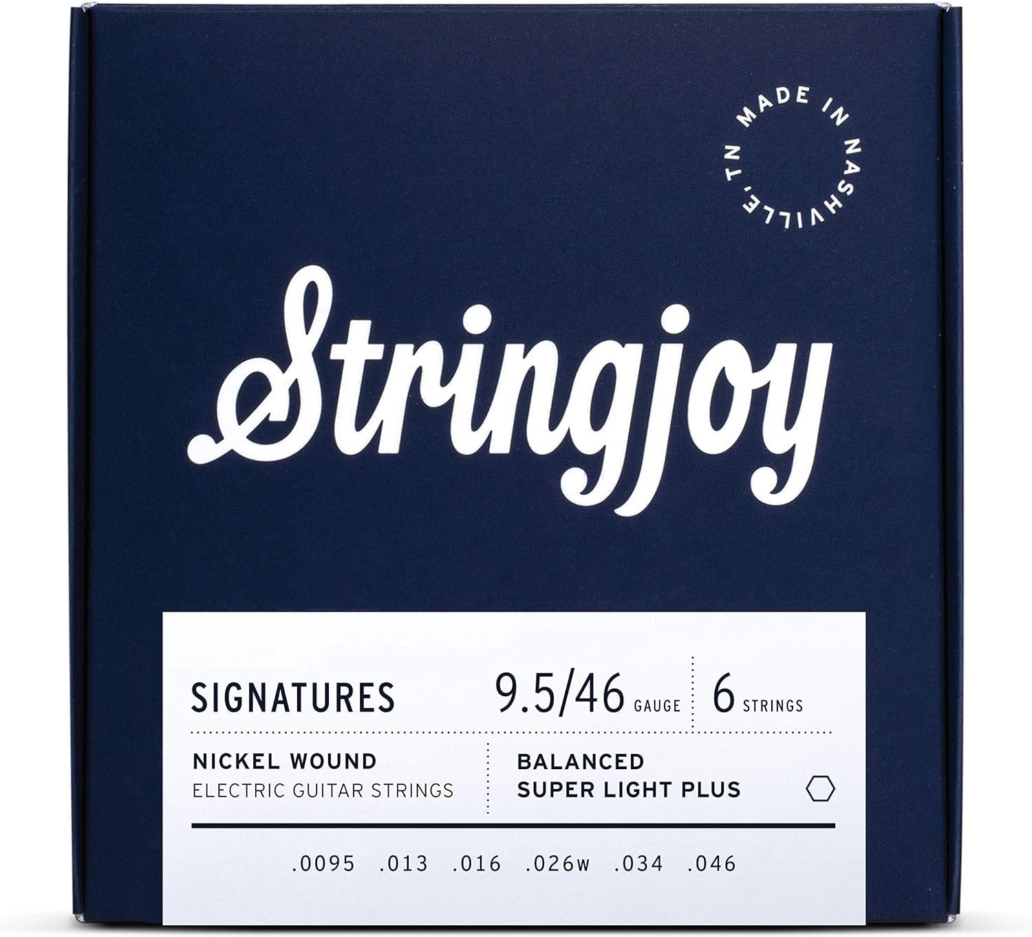 Stringjoy BAL95 Signature Nickel Electric Guitar Strings, (Balanced Super Light Plus Gauge - 9.5-46)