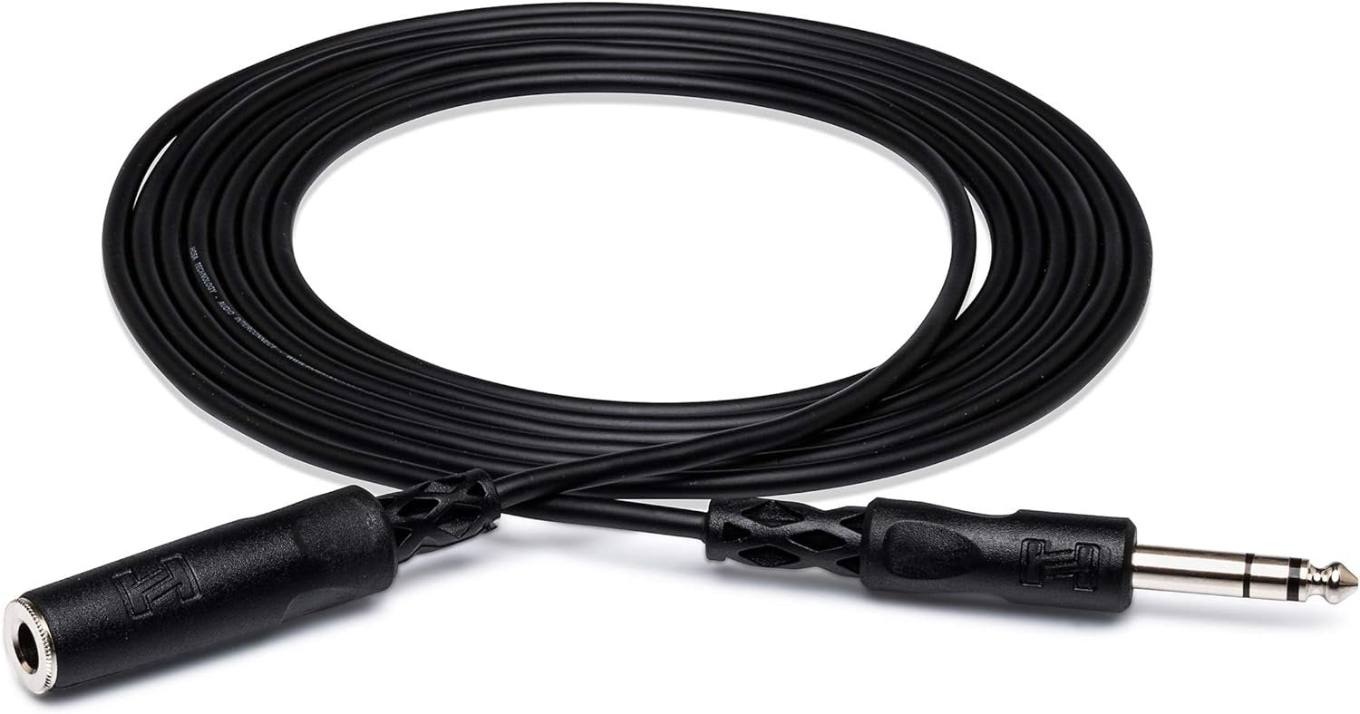 Hosa HPE-310 1/4" TRS to 1/4" TRS Headphone Extension Cable, 10 Feet,Black