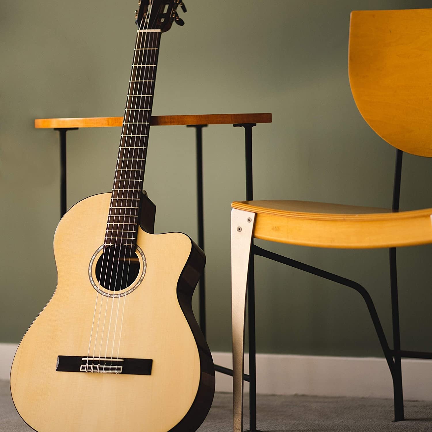 Cordoba Fusion 5 Acoustic-Electric Cutaway Nylon String Guitar, Natural, Fusion Series