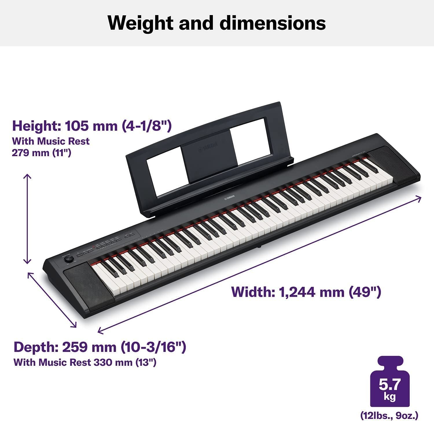 Yamaha NP32 76-Key Lightweight Portable Keyboard with PA130 Power Adapter, Black