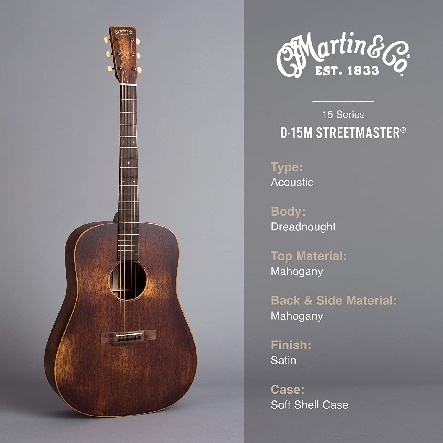 Martin Guitar D-15M StreetMaster with Gig Bag