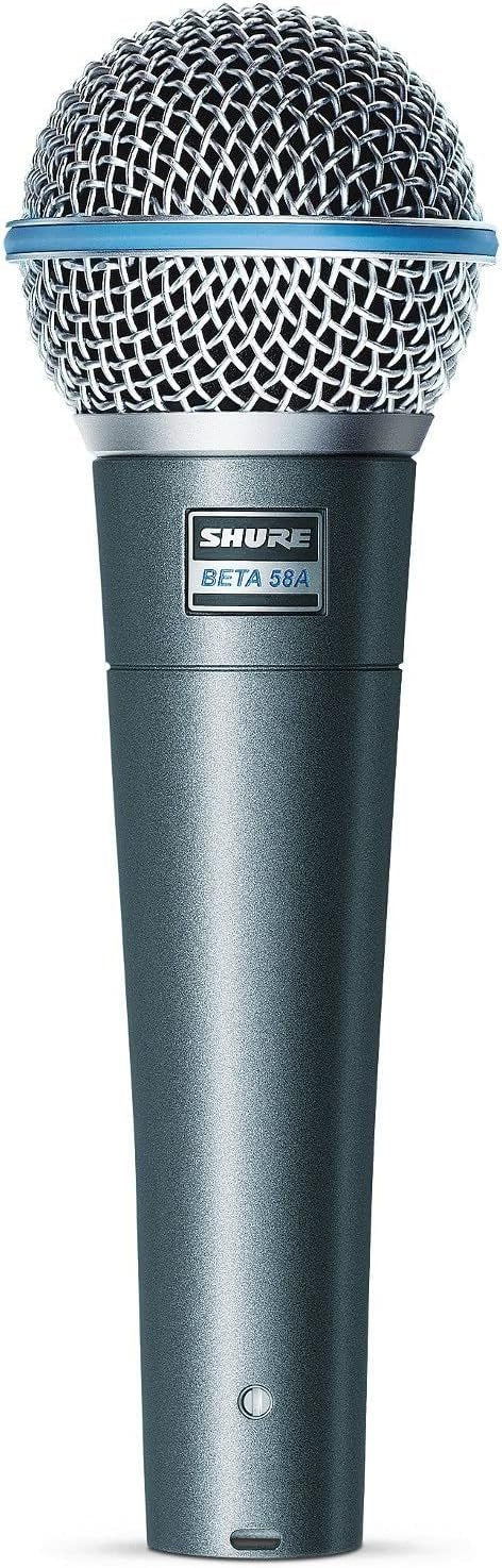 Shure BETA 58A Vocal Microphone - Single Element Supercardioid Dynamic Mic for Stage and Studio, Includes A25D Adjustable Stand Adapter, 5/8” to 3/8” (Euro) Thread Adapter and Storage Bag