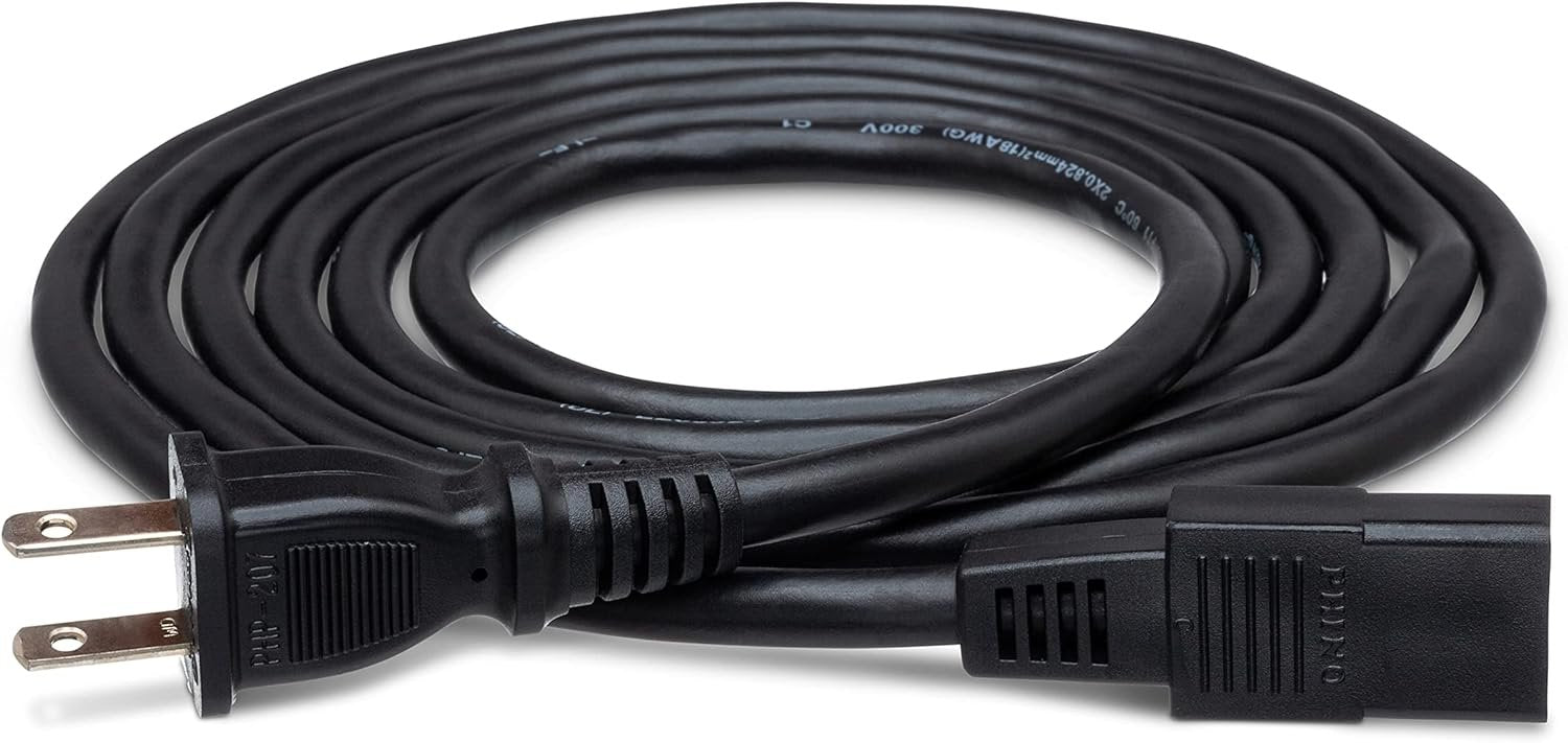 Hosa PWC-178 IEC C9 to NEMA 1-15P Power Cord, 8 Feet