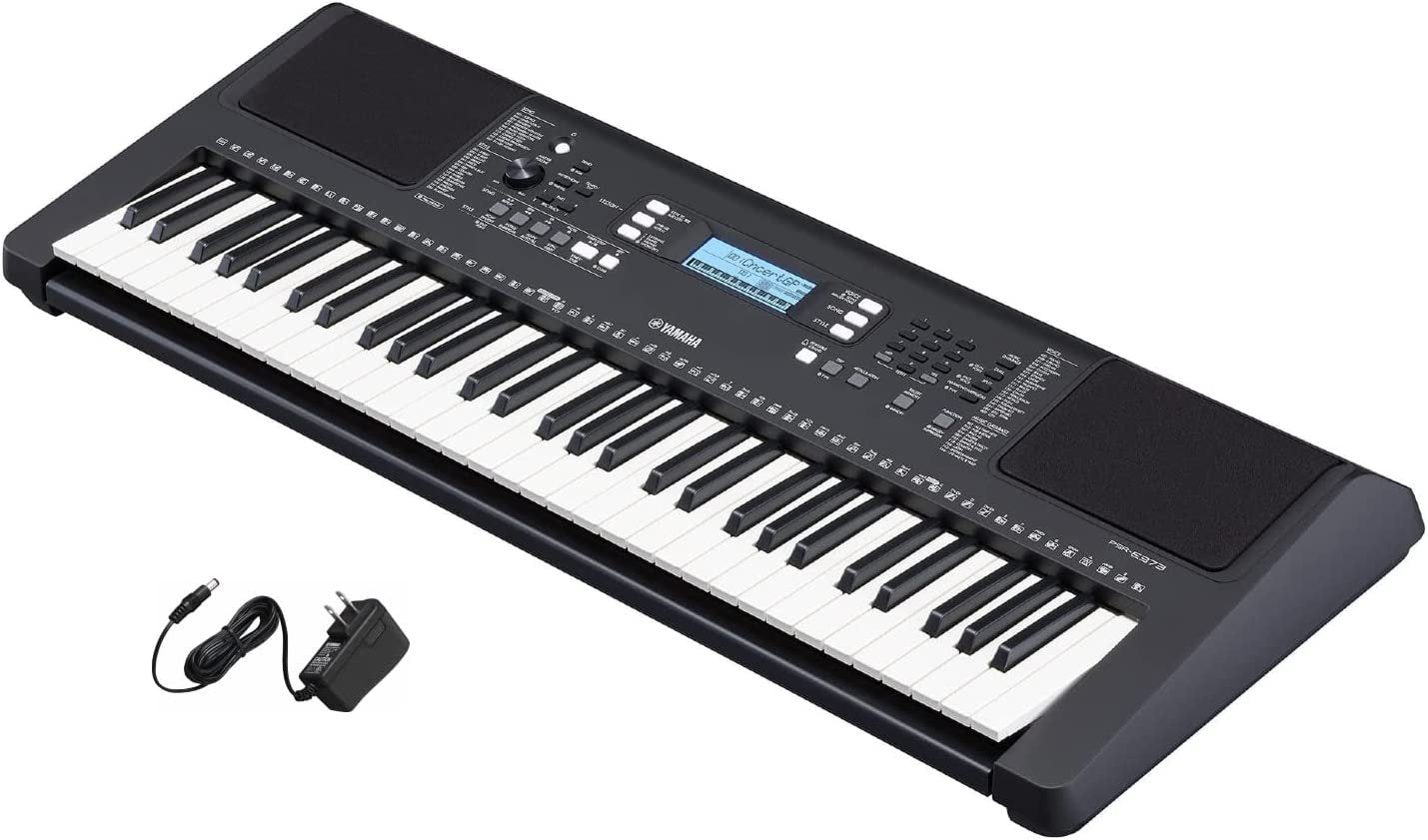 Yamaha PSRE373 61-Key Touch Sensitive Portable Keyboard with PA130 Power Adapter