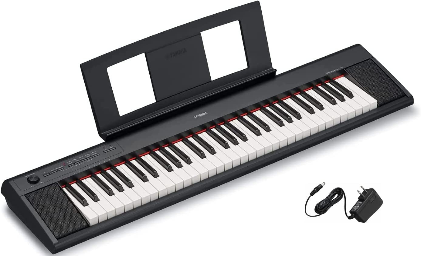 Yamaha NP12 61-Key Lightweight Portable Keyboard with PA130 Power Adapter, Black