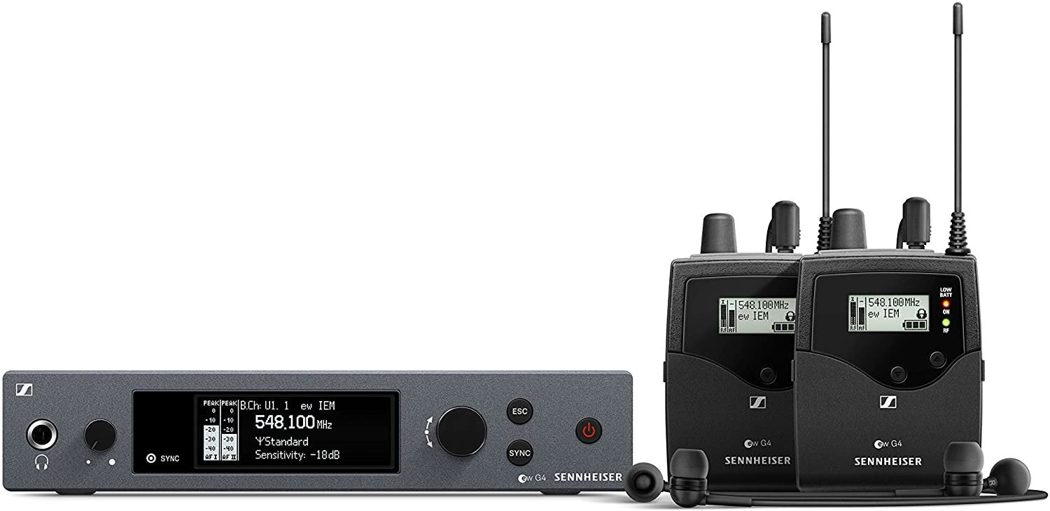 Sennheiser Pro Audio Sennheiser ew IEM G4-Twin-G in Ear Monitor System w/ 2 Belt Packs Range (566-608Mhz), Dual Beltpack